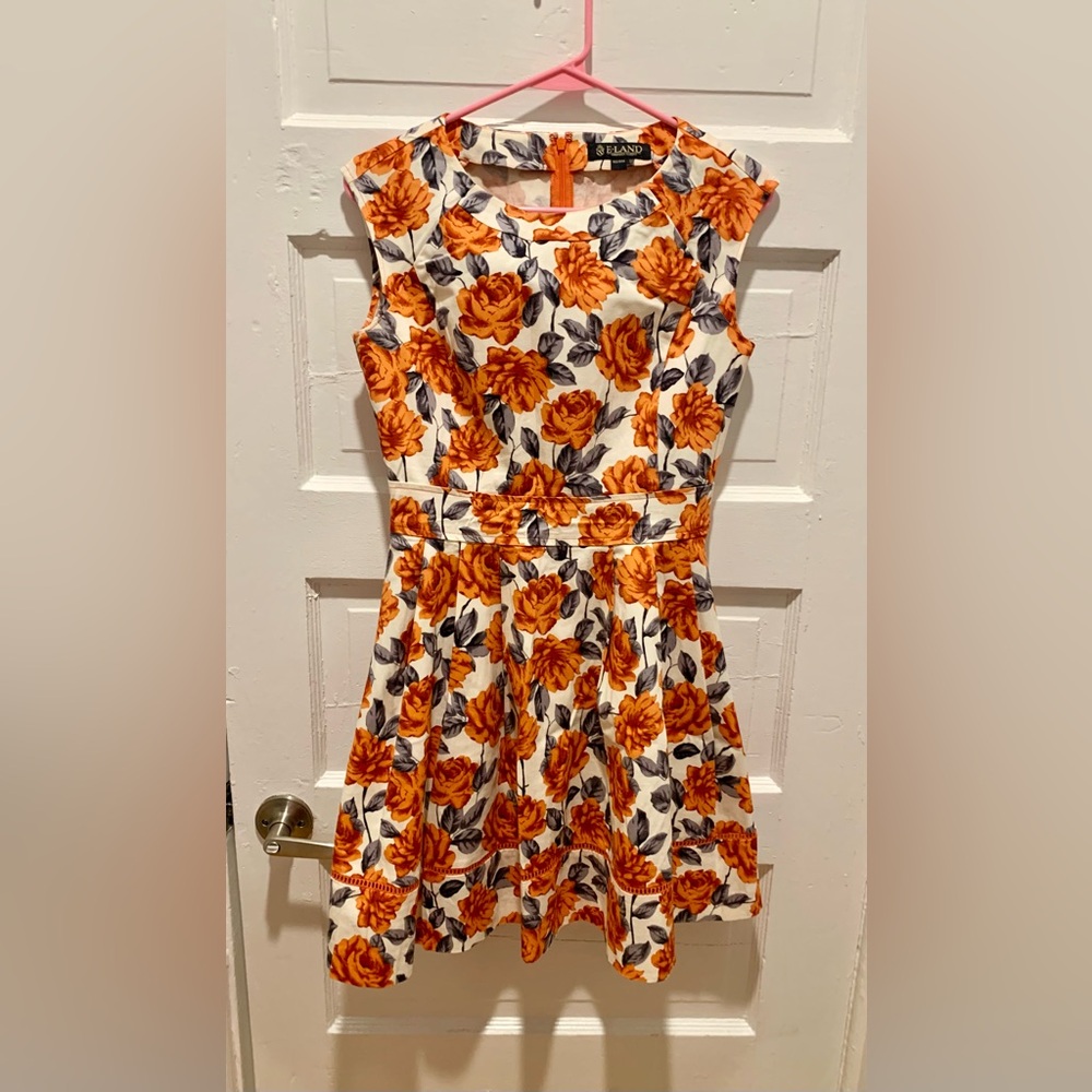 Floral Orange and White Dress